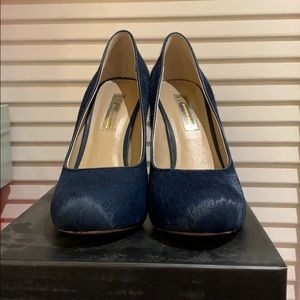 Navy Pony Hair Pumps